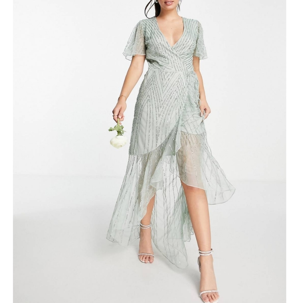 NWT ASOS Embellished Wrap Maxi Dress by Frock and Frill